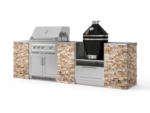 Outdoor Kitchen Signature Series 9 Piece Cabinet Set Gas Platinum Grill NewAge Products Wall Finish