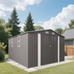 SUSUA10x12FT Outdoor Storage Shed Metal Garden Shed with Double Door Two Window Waterproof Tool Shed for Backyard Patio Lawn