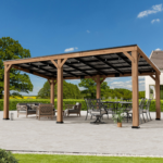 Maple Cedar Wood Patio Gazebo With Slope Hard Top Galvanized Steel Roof Pavilion,Using Storage, Party Chat And Grill ELEVATE OUTDOORS Size: 20'  x 12